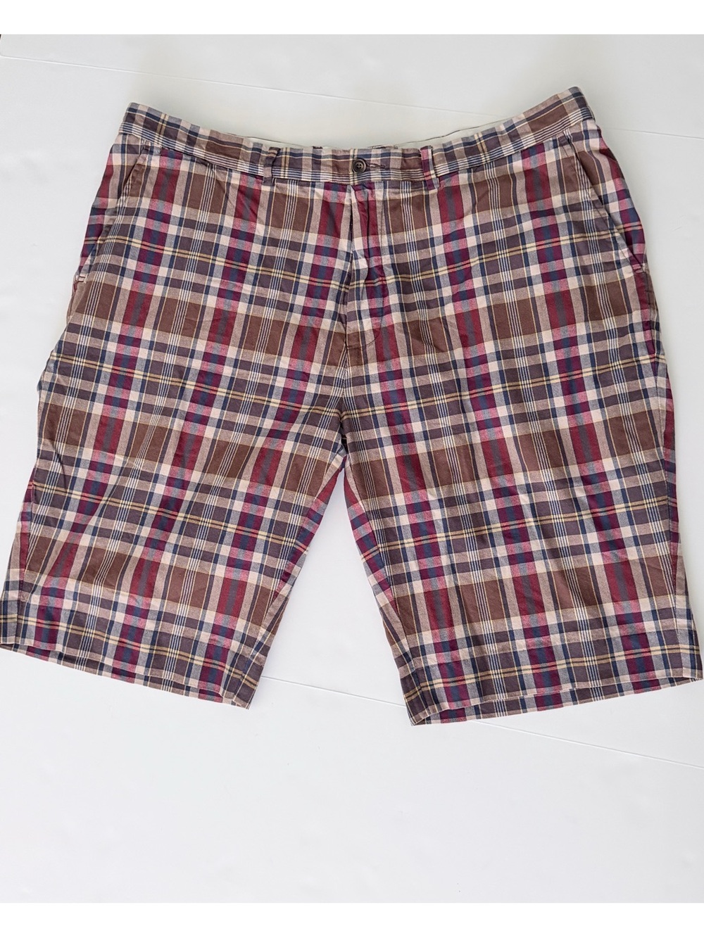 Polo Ralph Lauren Madras Plaid Flat Front Shorts Size 40 Cotton Preppy Flaw